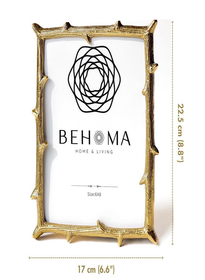 BEHOMA Golden Elegant Metal Twig Designer Rectangular Photo Frame,Perfect For Cherished Memories For Home Decor,Tabletop,Wall Mount Decor,Best Gift For Decor,Birthday,Anniversary(6X8 Inches)(Large) - Image 5